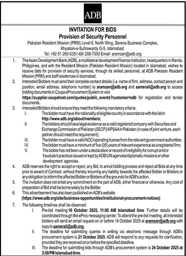 ADB Islamabad Tender Notice